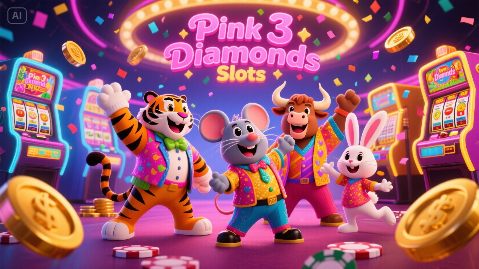 Pink 3 Diamonds Slots